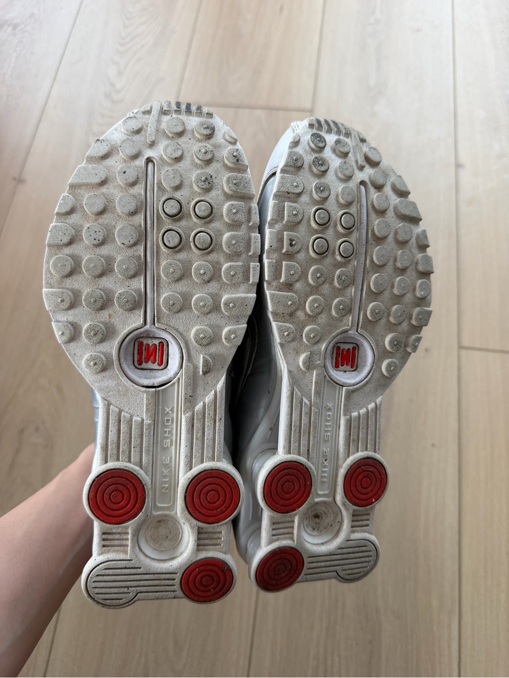 Nike White and Silver Shox Running Sneakers - Picture 3 of 5